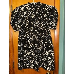 Who Wear What Womens Ruffle High Neck Short Sleeve Linen Tunic Dress Medium